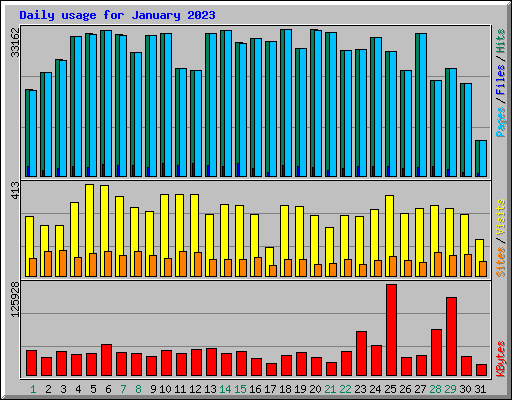 Daily usage for January 2023