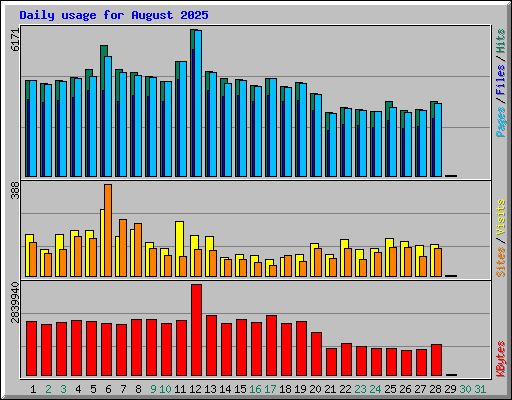 Daily usage for August 2025